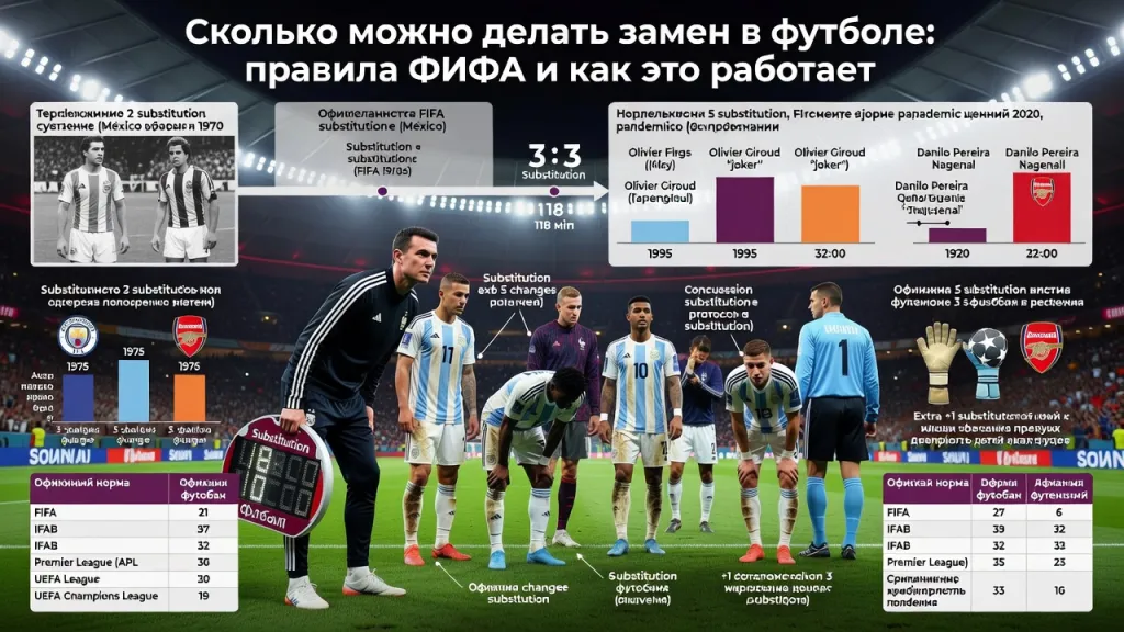 Сколько можно делать замен в футболе: правила ФИФА и как это работает